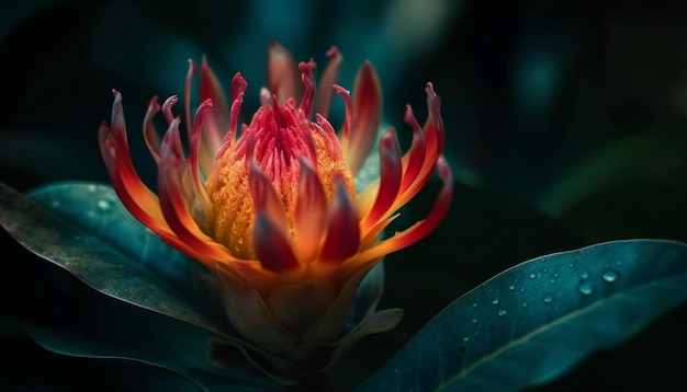 Gouttes de rosée de fleurs d'hibiscus vibrantes sur les pétales générées par l'IA