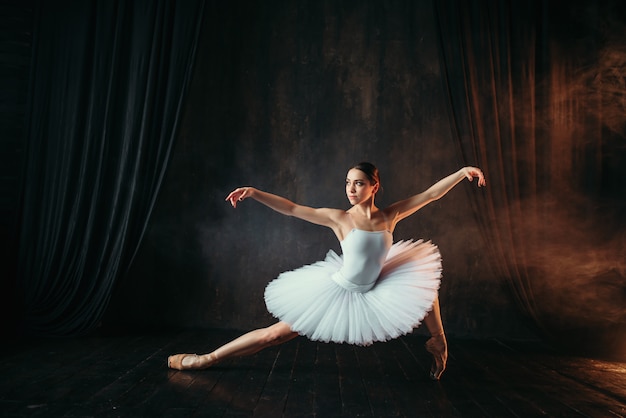 Grâce de ballerine en mouvement sur scène théâtrale