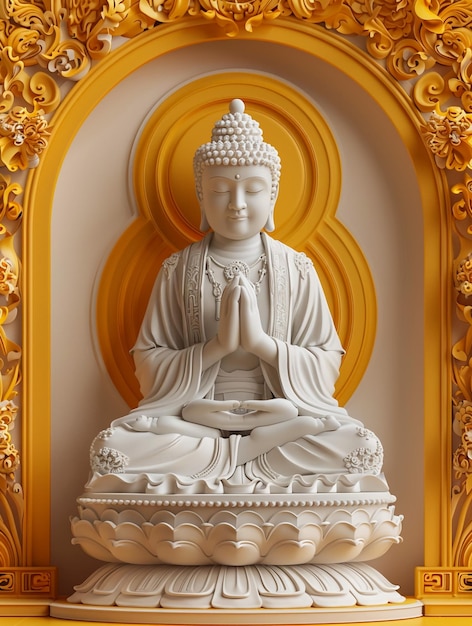 La grâce divine du Seigneur Bouddha Les bénédictions coulent à travers le geste serein