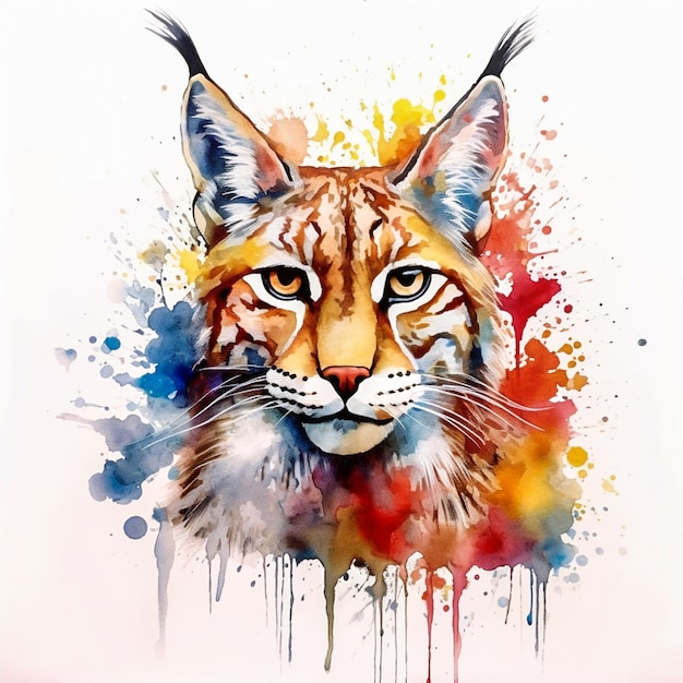 Une gracieuse aquarelle de lynx sur une toile vierge