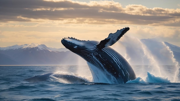 Gracieuse baleine à bosse sautant de l'océan