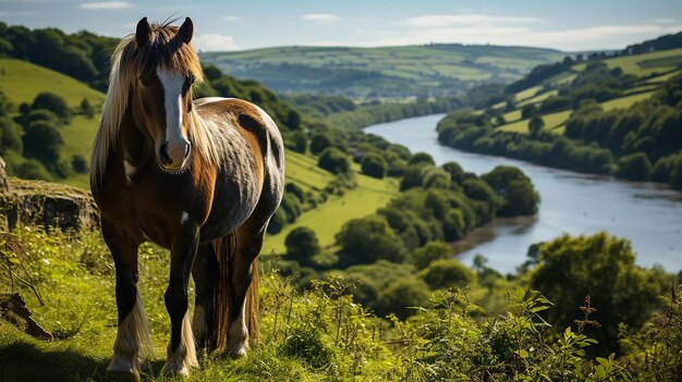 Photo le gracieux poney d'exmoor dans le parc national du lac wimbleball exmoor