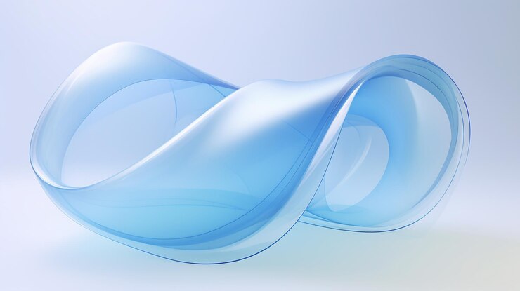 Gradient bleu clair verre courbe transparente rendu 3D