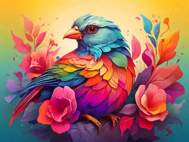 Gradient d'illustration d'oiseau coloré