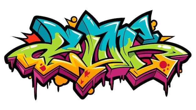 un graffiti coloré avec le mot " v " dessus