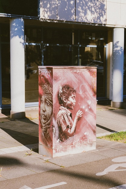 Graffiti d'un garçon sur un mur de la ville