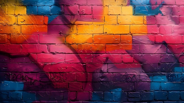 Photo graffiti mural abstrait avec des textures de peinture à pulvérisation colorées et des balises concept art urbain photographie de rue graffiti texture abstraite couleurs vives
