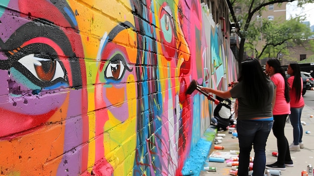 Photo des graffitis communautaires apportent une scène de rue vibrante au centre-ville de wall