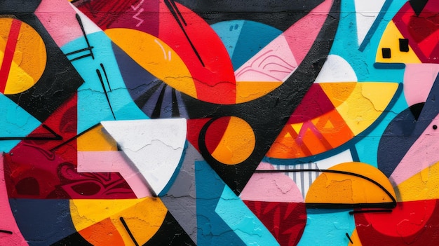 Graffitis géométriques abstraits, formes tranchantes et arrière-plan vibrant