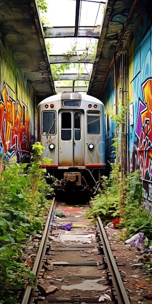 Graffitis en train qui sont un monde fantastique et la nature