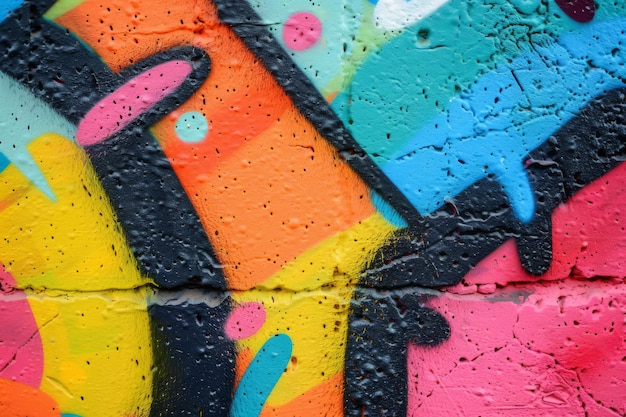 Photo des graffitis vivants sur un mur urbain présentant un spectre de textures colorées