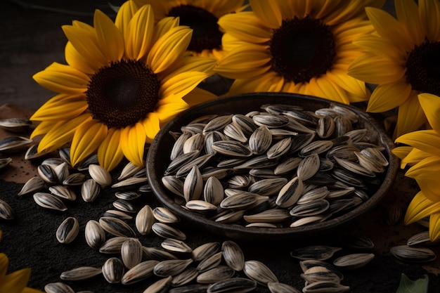 Graines de tournesol et IA de tournesol générées