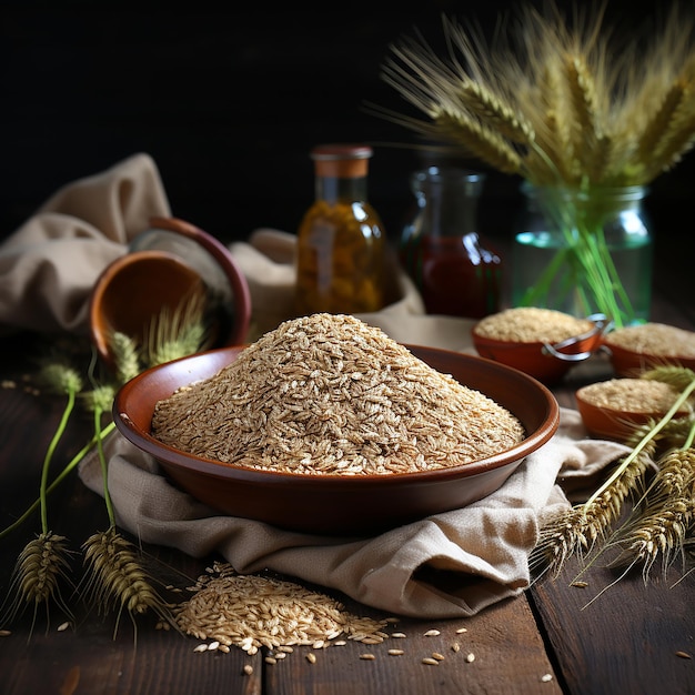 Grains d'avoine crus et torréfiés