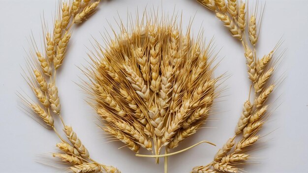 Photo grains de blé isolés sur la vue blanche du haut