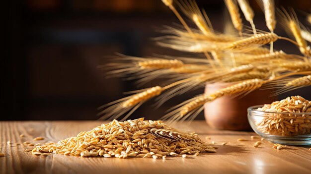 grains de blé sur la table