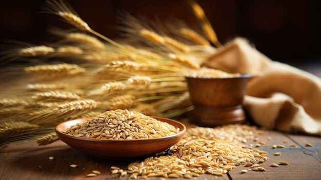 Photo grains de blé sur la table