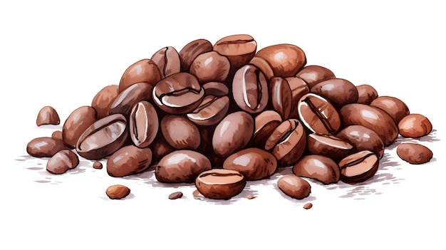 Les grains de café à l'aquarelle illustration vectorielle à la main