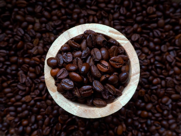 Grains de café sur bois