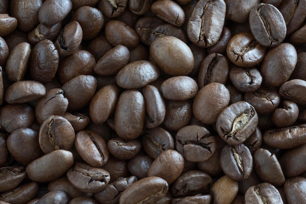 Les grains de café close up