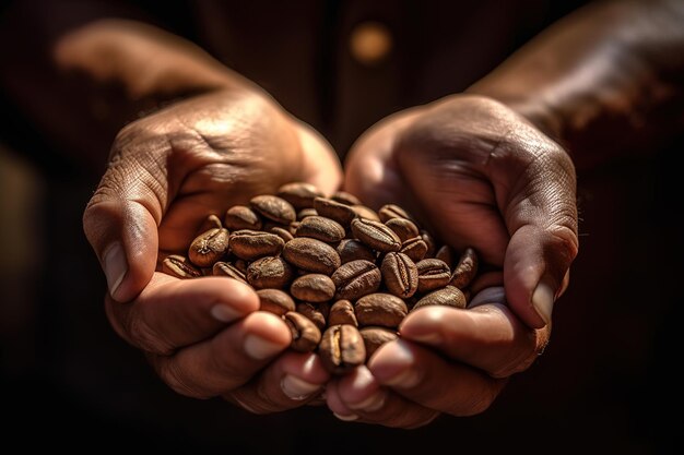 grains de café cueillis à la main