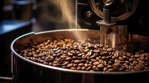 grains de café dans le broyeur à café