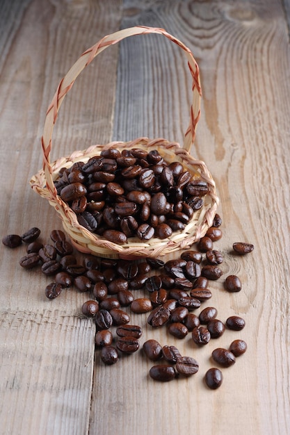 Grains de café dans un panier