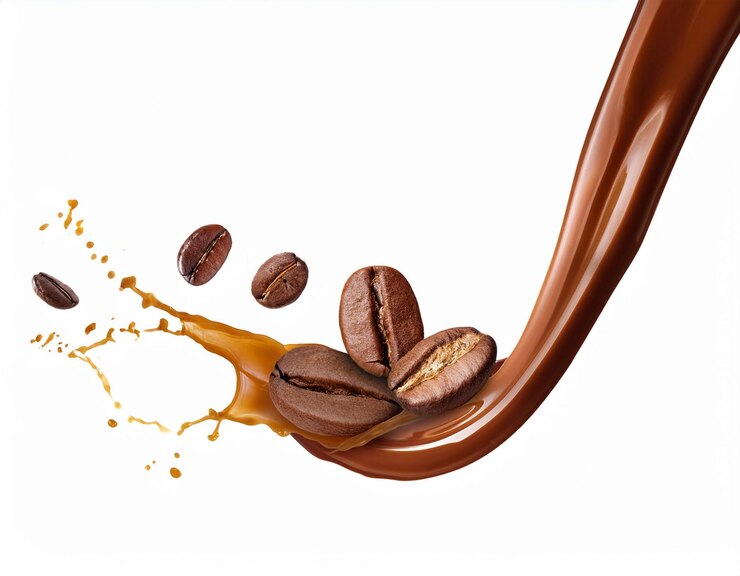 grains de café sur fond blanc