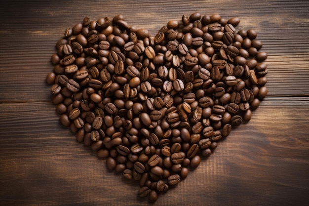 grains de café formant une forme de coeur