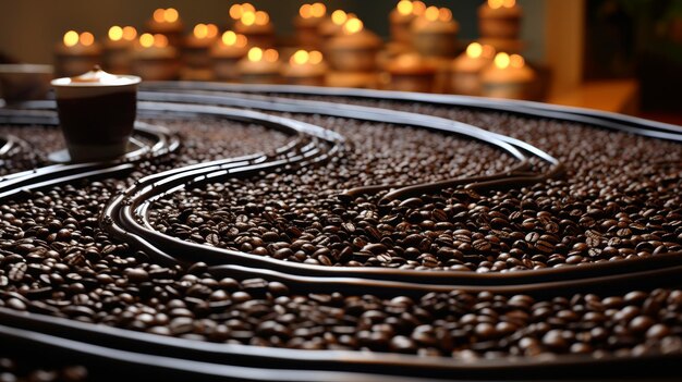 Photo les grains de café formant une voie 32ar chaos 20 ar 169 id d'emploi 5abbb2d78e7c4732b285acddc6b9c8ed