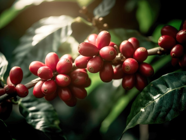 Grains de café rouge