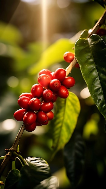 Grains de café rouges