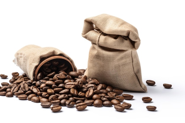 Photo grains de café et sac de café