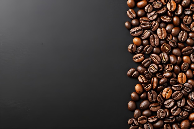 Des grains de café torréfiés de qualité supérieure sur une bannière élégante sur fond noir pour les amateurs de café et les cafés
