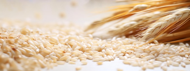 Grains et épis de riz sur un fond clair