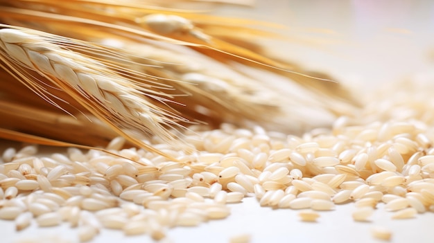 Grains et épis de riz sur un fond clair