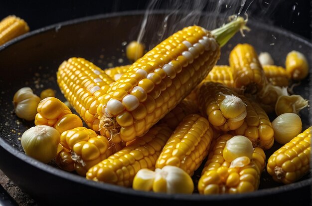 Des grains de maïs qui éclatent dans une casserole