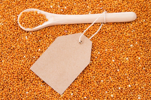 Grains de millet rouge avec cuillère en bois