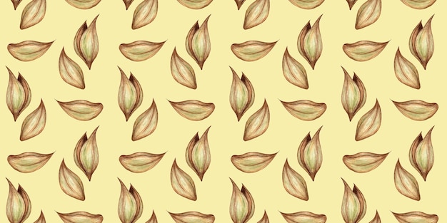 Grains mûrs de blé motif d'aquarelle illustration isolée sur un fond jaune grain de seigle farine d'avoine faite à la main élément pour le festival de bière design de mode menus bannières affiches impressions recettes étiquettes