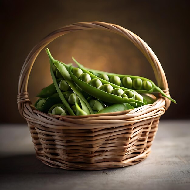 Photo grains de pois dans un panier généré par l'ia