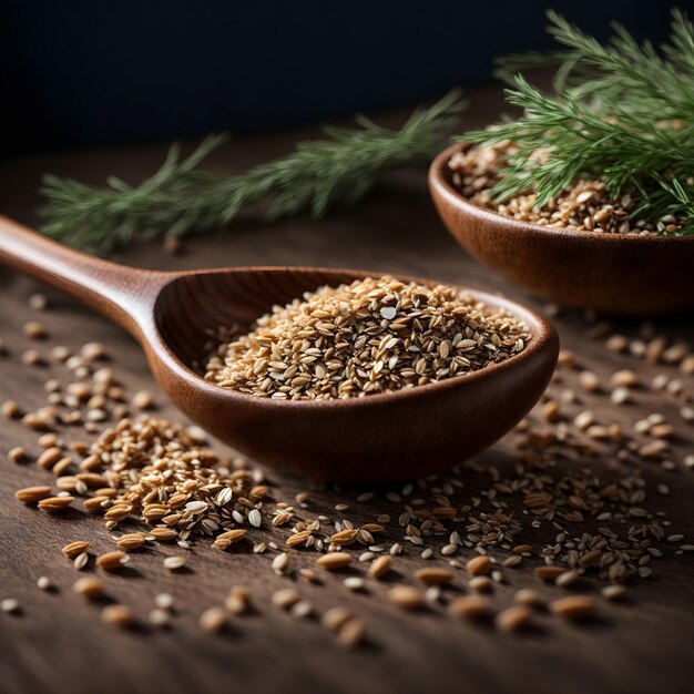 Grains de seigle crus secs dans une cuillère