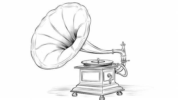 gramophone à ligne de dessin continue