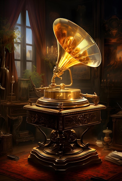 gramophone vieil or