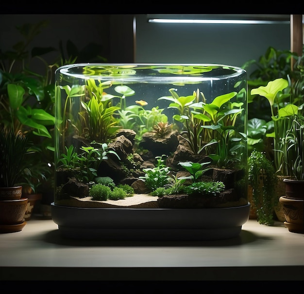 un grand aquarium dans la maison