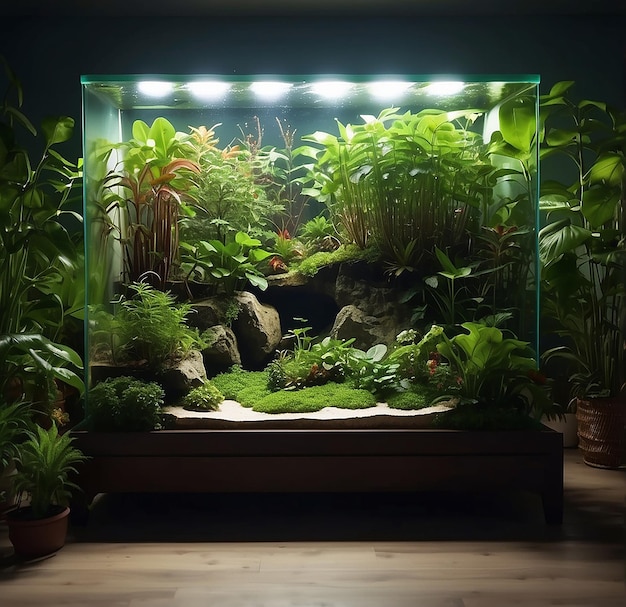 un grand aquarium dans la maison