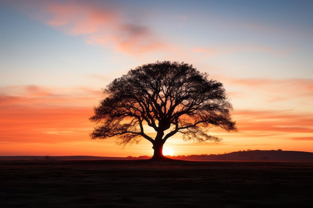 un grand arbre au milieu d'un champ