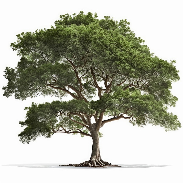 Grand arbre sur fond blanc Fabriqué par AIIntelligence artificielle