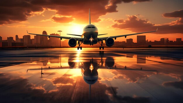 Un grand avion de ligne stationné sur la piste de l'aéroport