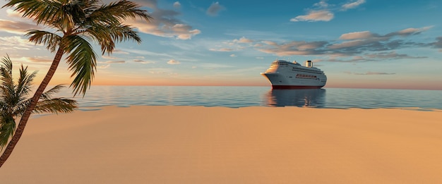 Un grand bateau de croisière blanc navigue à travers la mer