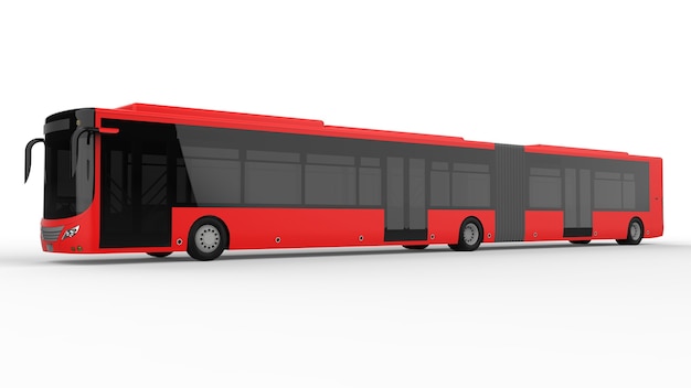 Photo un grand bus urbain avec une partie allongée supplémentaire pour une grande capacité de passagers aux heures de pointe ou le transport de personnes dans des zones densément peuplées