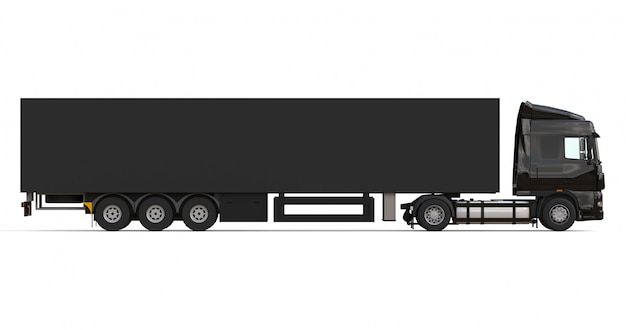 Grand camion noir avec semi-remorque Modèle pour placer des graphiques